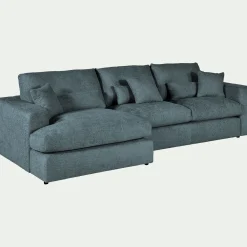 Canapé petit angle gauche fixe en tissu chenille benjo - bleu calaluna