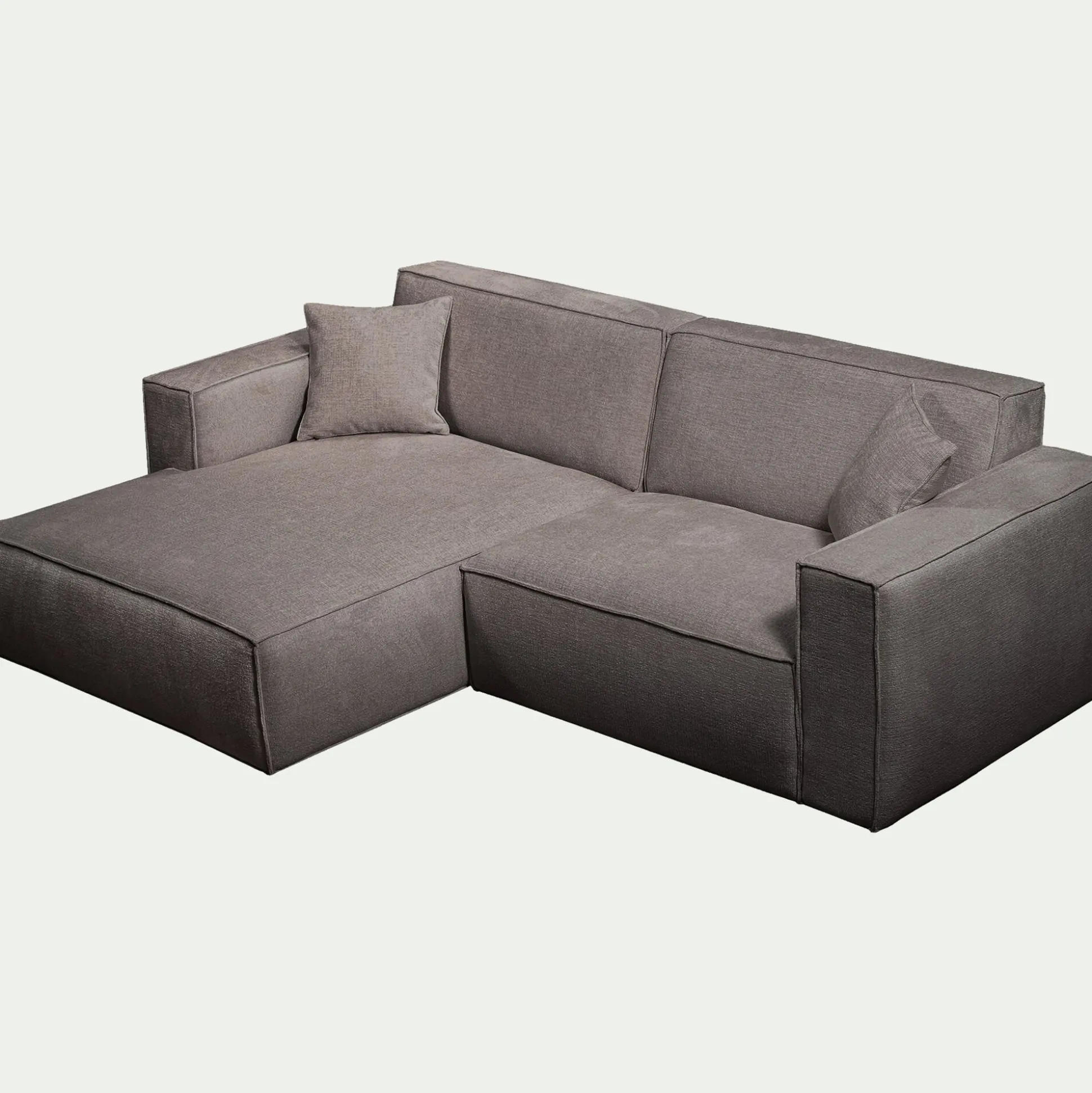 Canapé petit angle gauche fixe en tissu genesis - gris