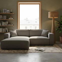 Canapé petit angle gauche fixe en tissu genesis - gris