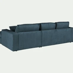Canapé petit angle gauche fixe en velours côtelé - bleu