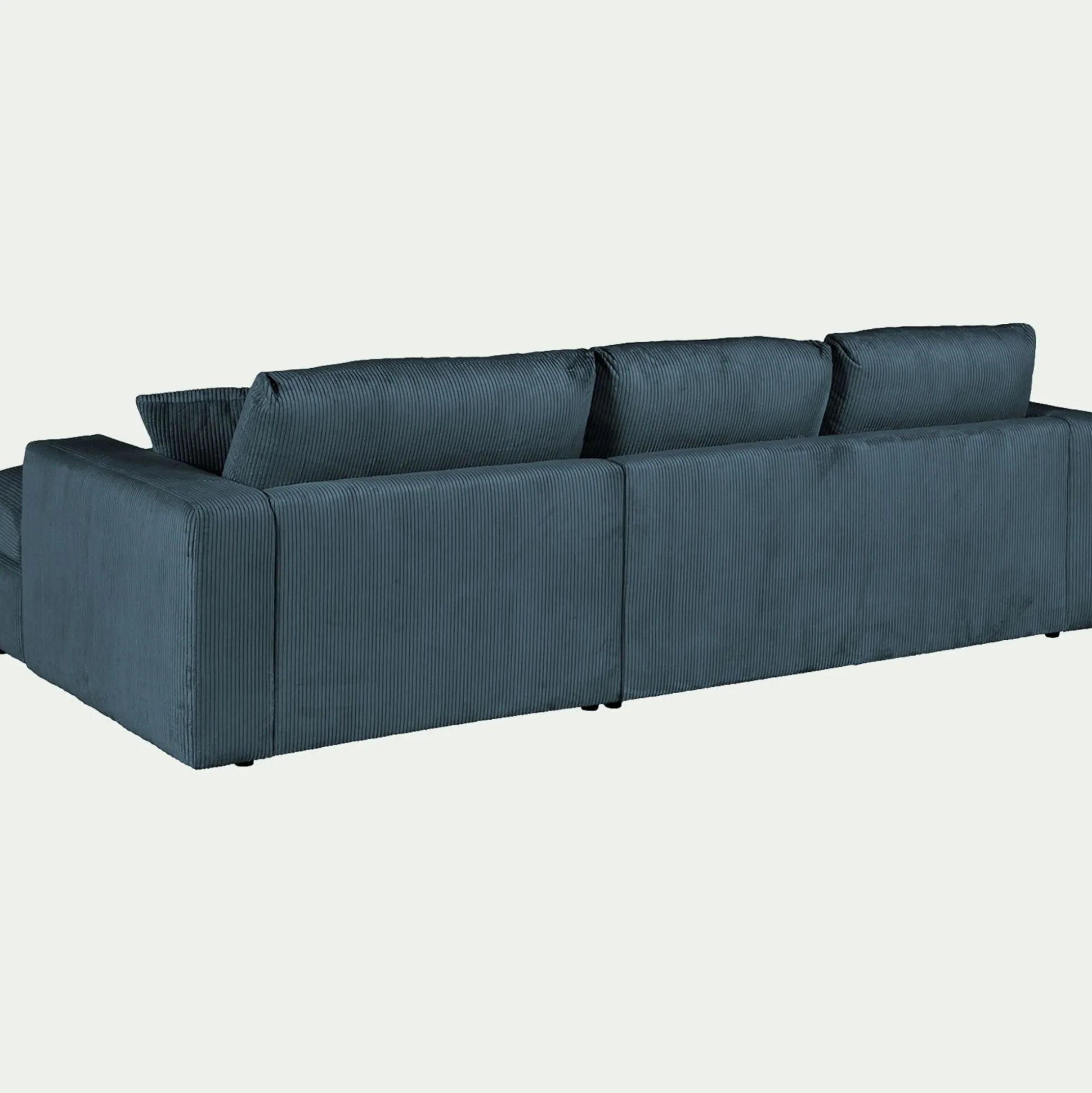 Canapé petit angle gauche fixe en velours côtelé - bleu