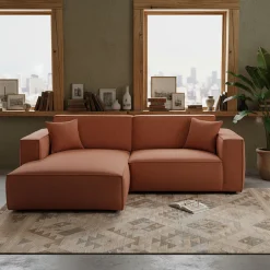 Canapé petit angle gauche fixe en tissu genesis - brun rustrel