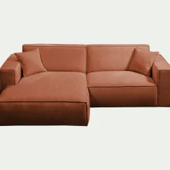 Canapé petit angle gauche fixe en tissu genesis - brun rustrel