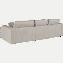 Canapé petit angle gauche fixe en velours côtelé sastel - beige roucas