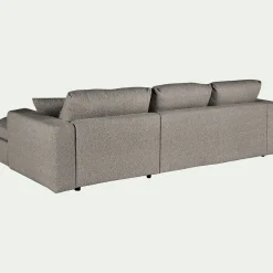 Canapé petit angle gauche fixe en tissu bouclette - gris clair