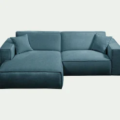 Canapé petit angle gauche fixe en tissu genesis - bleu