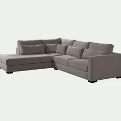 Canapé petit angle méridienne gauche fixe en tissu Bloq - gris