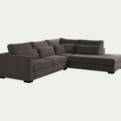 Canapé petit angle méridienne droite fixe en tissu Bloq - gris anthracite