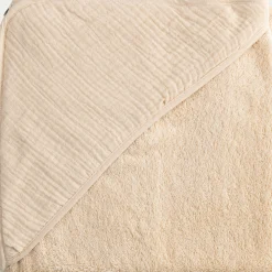 Cape de bain en éponge bio 75x75cm - beige écru