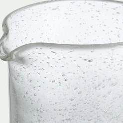 Carafe avec anse en verre bullé 1,1L - transparent