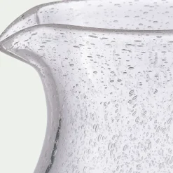 Carafe avec anse en verre bullé 1,5L - transparent