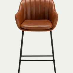 Chaise de bar avec accoudoirs en polyuréthane - marron