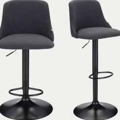 Chaise de bar en acier et tissu H63,5cm - gris