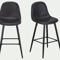 Chaise de bar en simili - noir H66cm