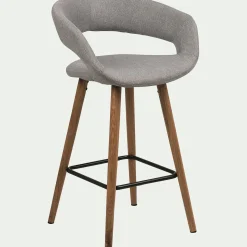 Chaise de bar en tissu avec accoudoirs H65,5cm - gris