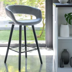 Chaise de bar en tissu avec accoudoirs H65,5cm - gris borie