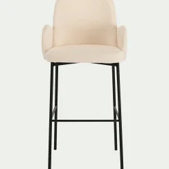 Chaise de bar en tissu bouclette H65cm - blanc