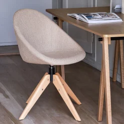 Chaise de bureau rotative en tissu - beige