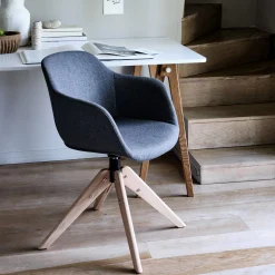 Chaise de bureau rotative en tissu - gris restanque