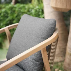 Chaise de jardin avec accoudoirs en aluminium effet bois - gris