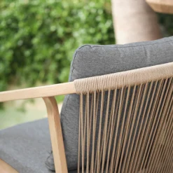 Chaise de jardin avec accoudoirs en aluminium effet bois - gris