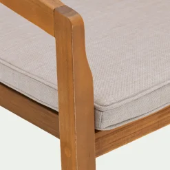 Chaise de jardin avec accoudoirs en acacia avec coussin - bois clair