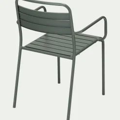 Chaise de jardin avec accoudoirs en acier - vert cèdre
