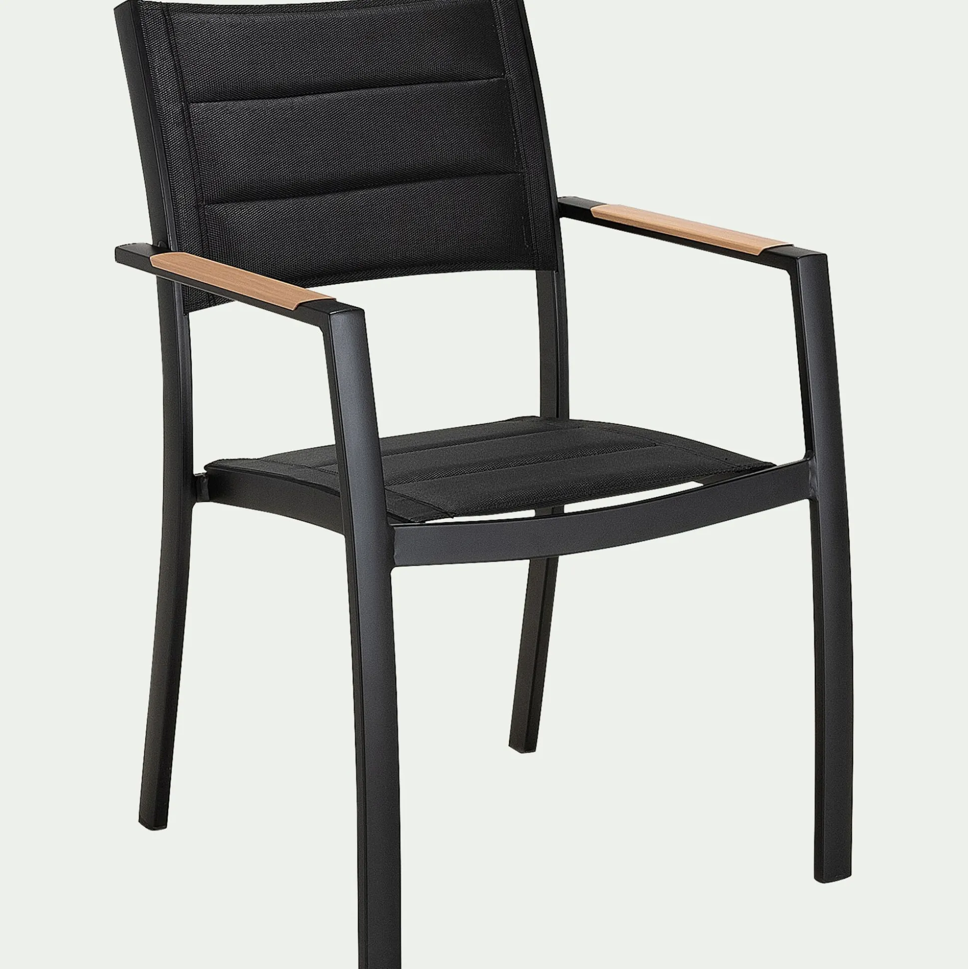 Chaise de jardin avec accoudoirs en aluminium et textilène - noir