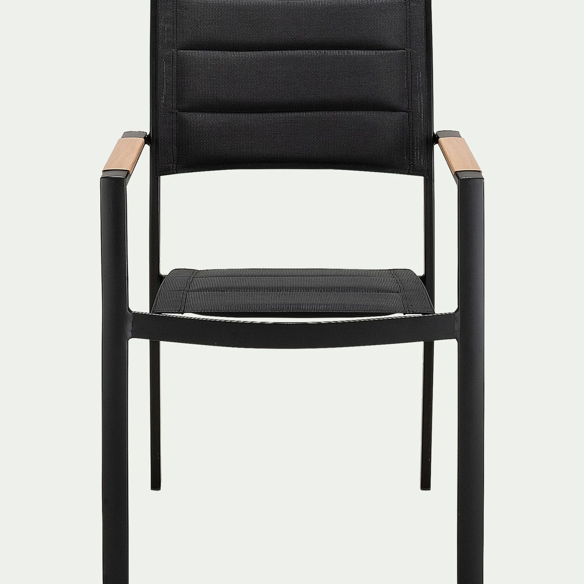 Chaise de jardin avec accoudoirs en aluminium et textilène - noir