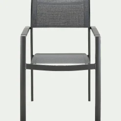 Chaise de jardin avec accoudoirs en aluminium et textilène - gris