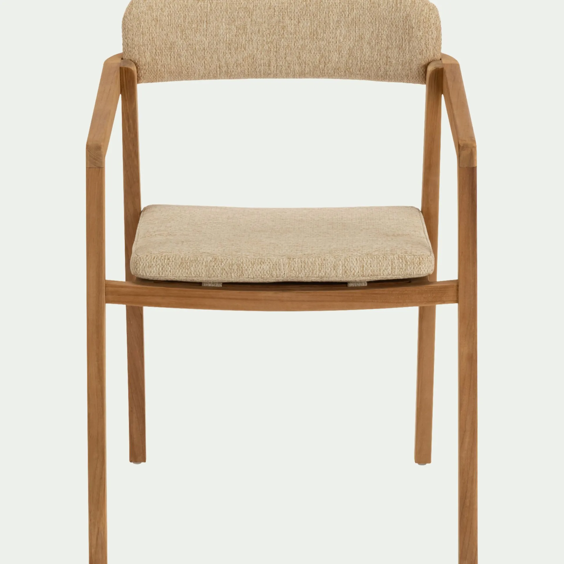 Chaise de jardin avec accoudoirs en teck massif - bois foncé