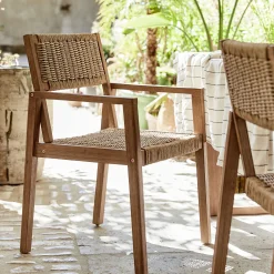 Chaise de jardin avec accoudoirs en acacia - bois foncé