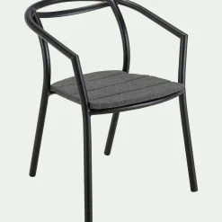 Chaise de jardin avec accoudoirs en aluminium - noir
