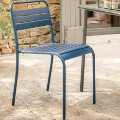 Chaise de jardin empilable en acier - bleu figuerolles