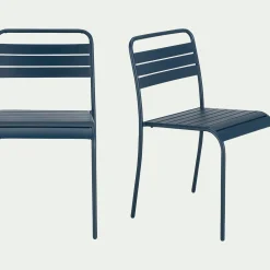 Chaise de jardin empilable en acier - bleu figuerolles