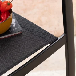Chaise de jardin empilable avec accoudoirs en aluminium - noir