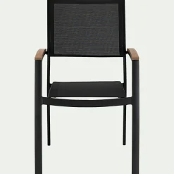 Chaise de jardin empilable avec accoudoirs en aluminium - noir