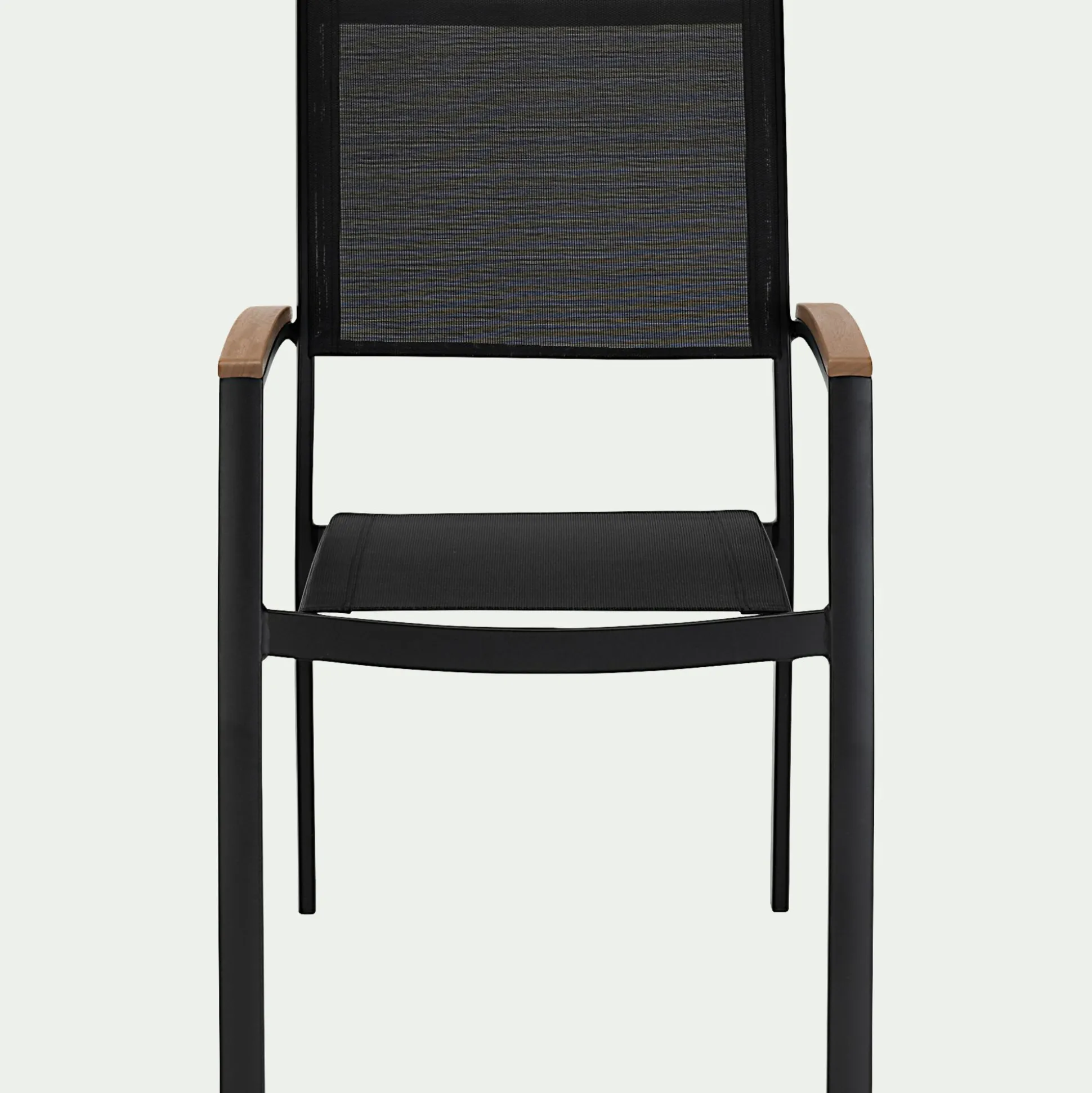 Chaise de jardin empilable avec accoudoirs en aluminium - noir