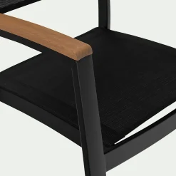 Chaise de jardin empilable avec accoudoirs en aluminium - noir