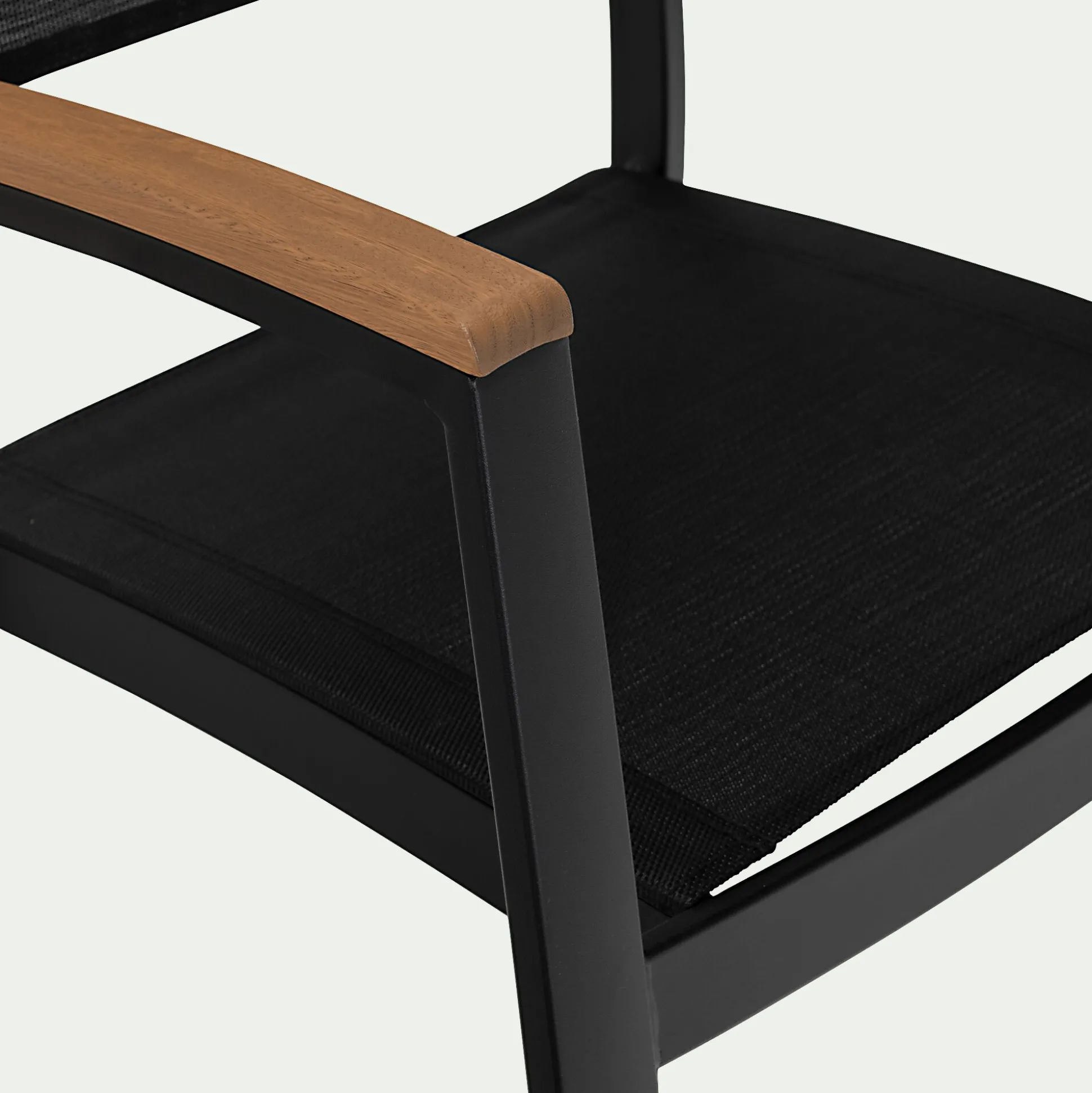 Chaise de jardin empilable avec accoudoirs en aluminium - noir