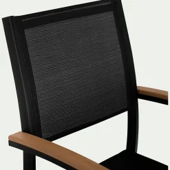 Chaise de jardin empilable avec accoudoirs en aluminium - noir