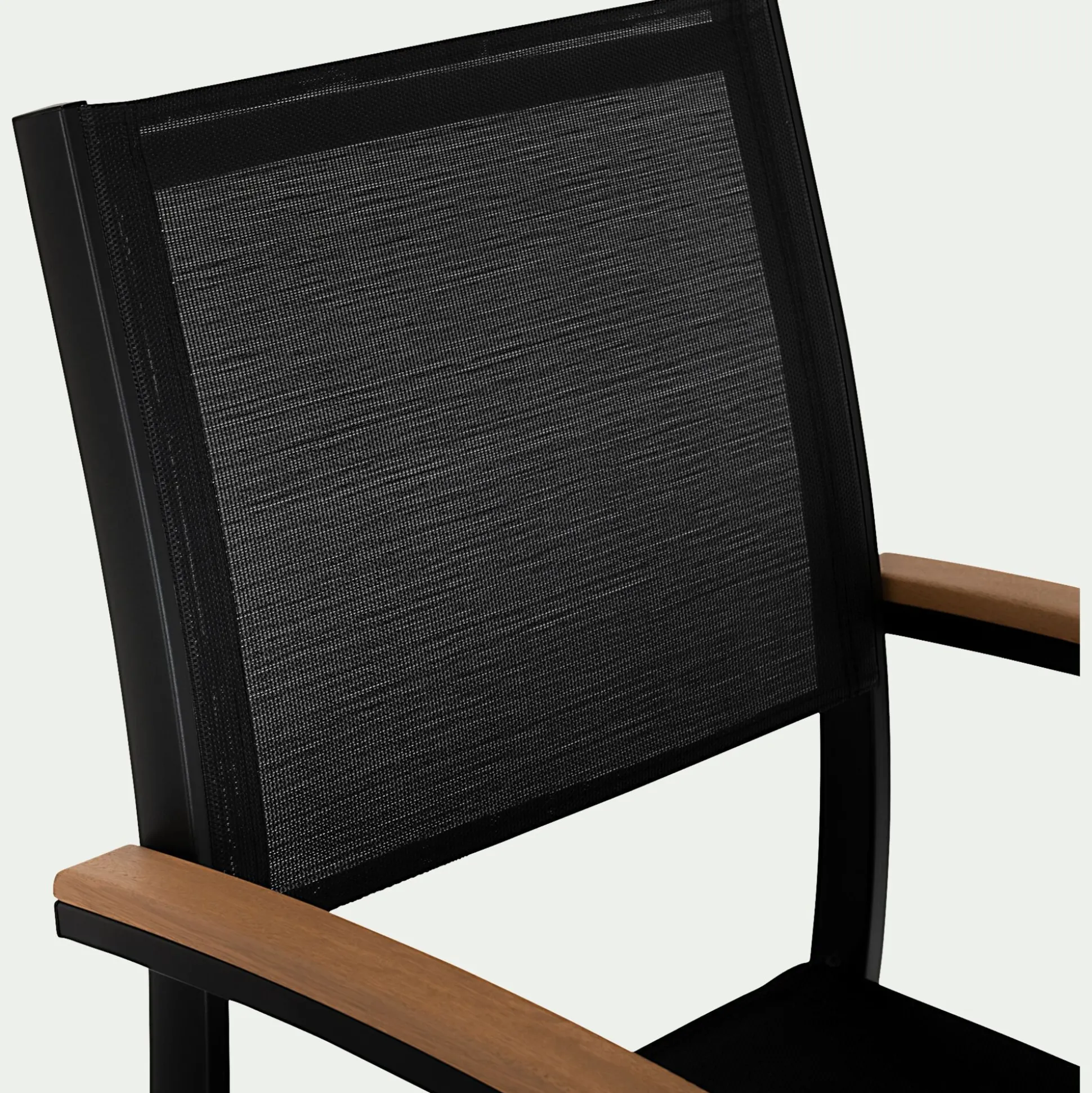 Chaise de jardin empilable avec accoudoirs en aluminium - noir