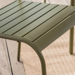 Chaise de jardin empilable en acier - vert kaki