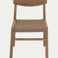 Chaise de jardin en acacia et assise en corde - bois foncé