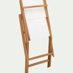 Chaise de jardin pliante en acacia huilé et tissu - blanc