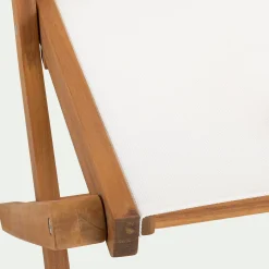 Chaise de jardin pliante en acacia huilé et tissu - blanc