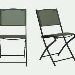 Chaise de jardin pliante acier et toile plastifiée - vert cèdre