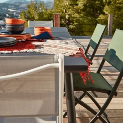 Chaise de jardin pliante acier et toile plastifiée - vert cèdre