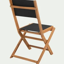 Chaise de jardin pliante en acacia huilé et tissu - noir