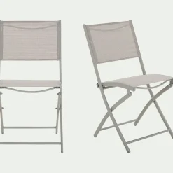 Chaise de jardin pliante en acier et textilène - gris vésuve
